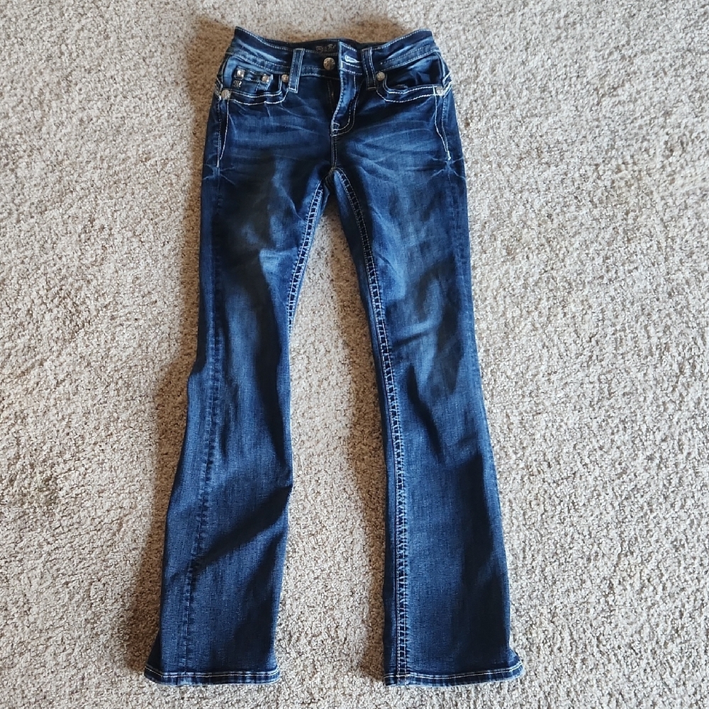 Womens Mid-Rise Miss Me Bootcut Jeans, Size 23, Inseam 32